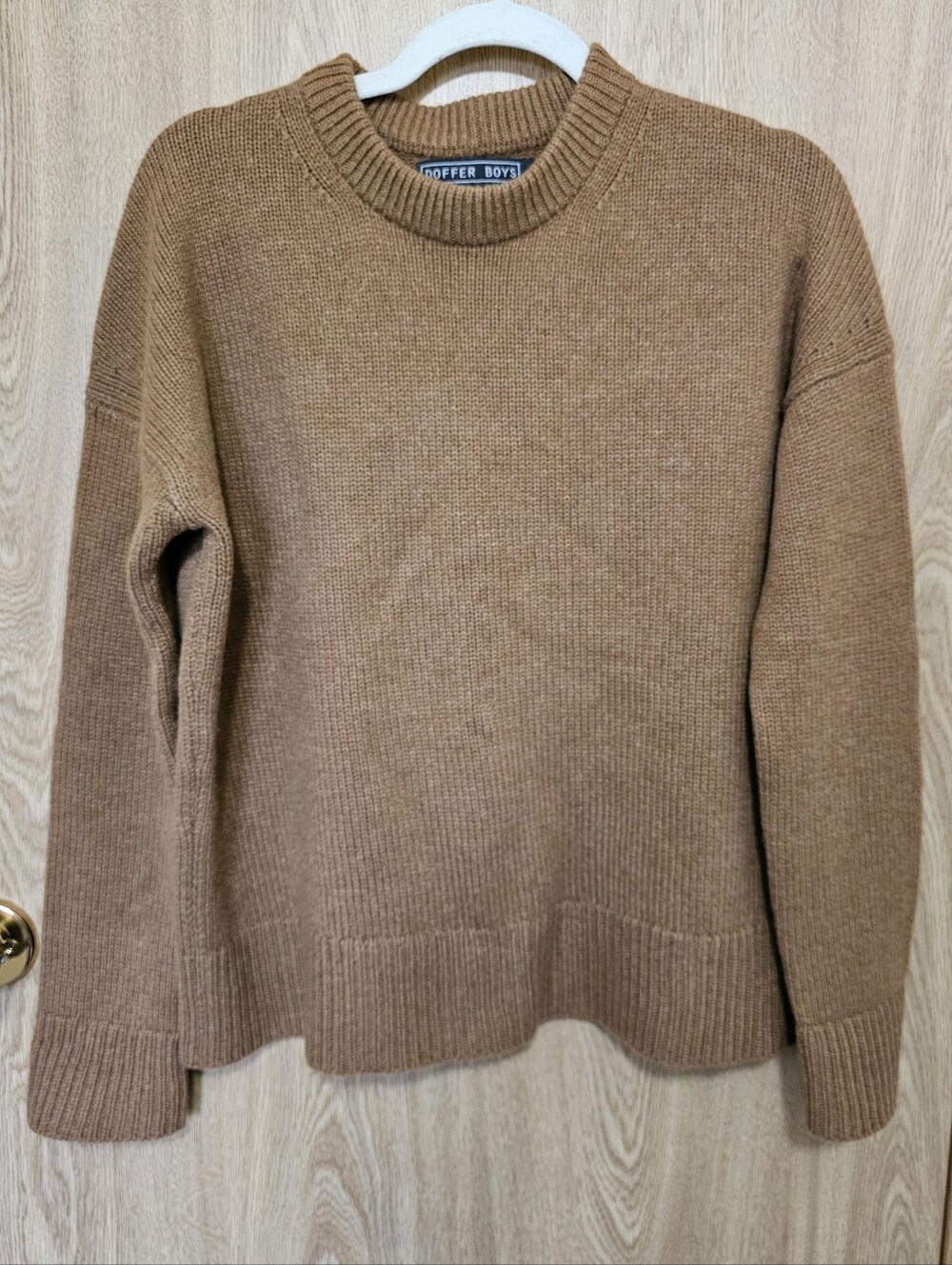 Doffer Boys 100% Cashmere Luxurious Thick Sweater Camel Tan Oversize Size Small